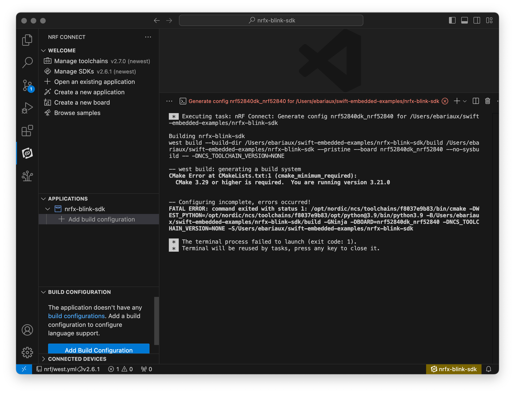Build error caused by incorrect CMake version