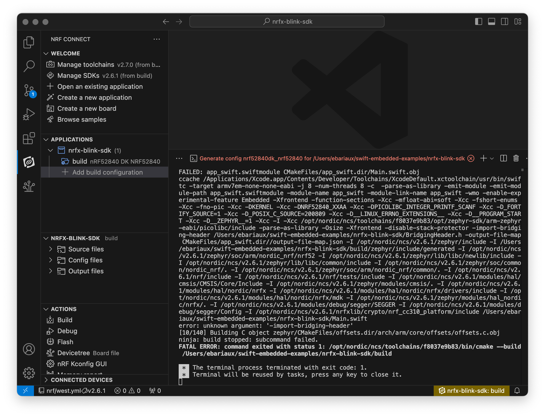 Build error caused by incorrect version of the Swift toolchain