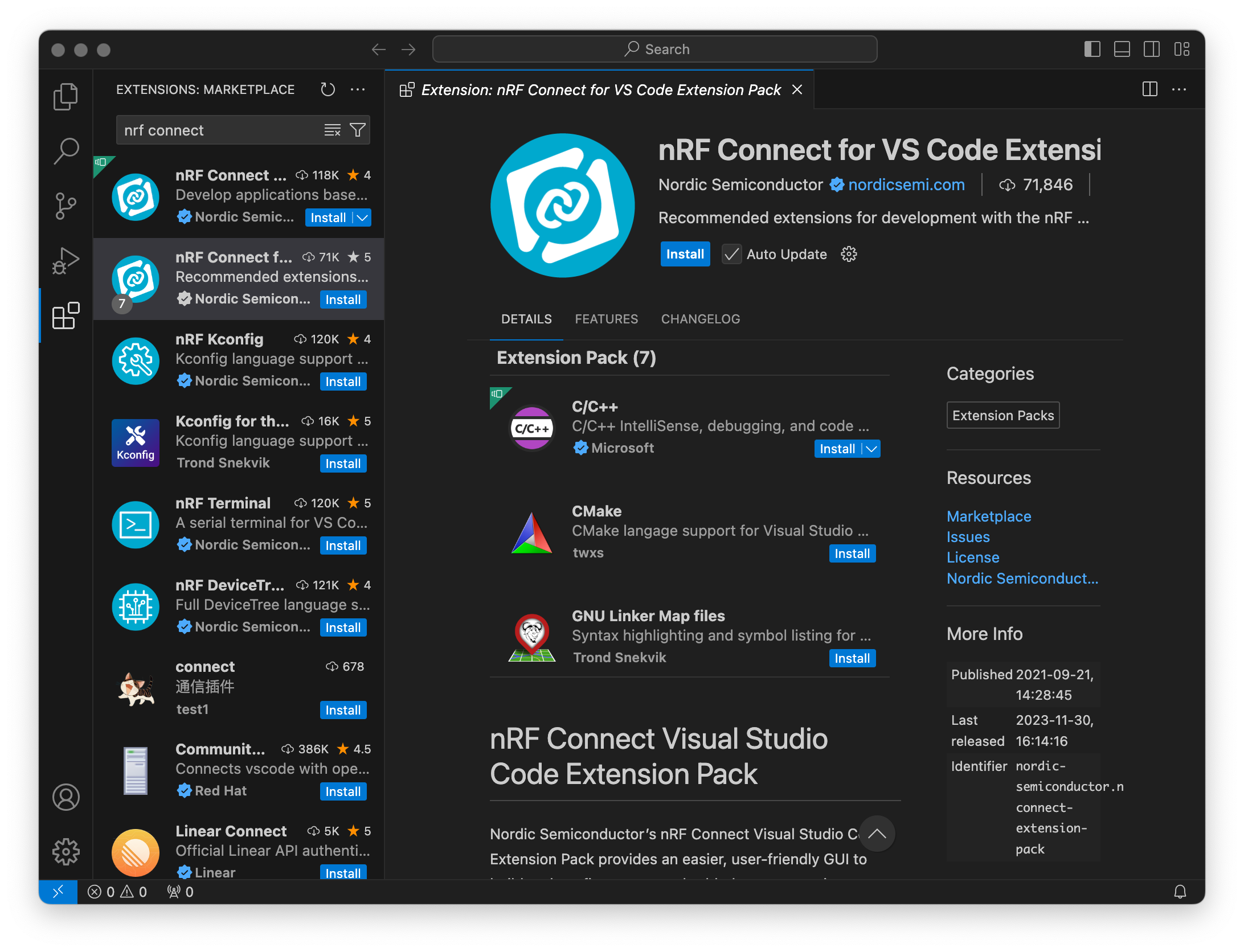 Install the nRF Connect for CS Code Extension Pack