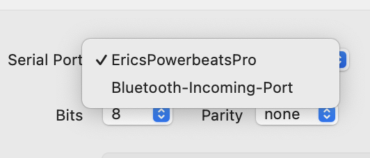 Serial ports on my Mac before connecting the XIAO board