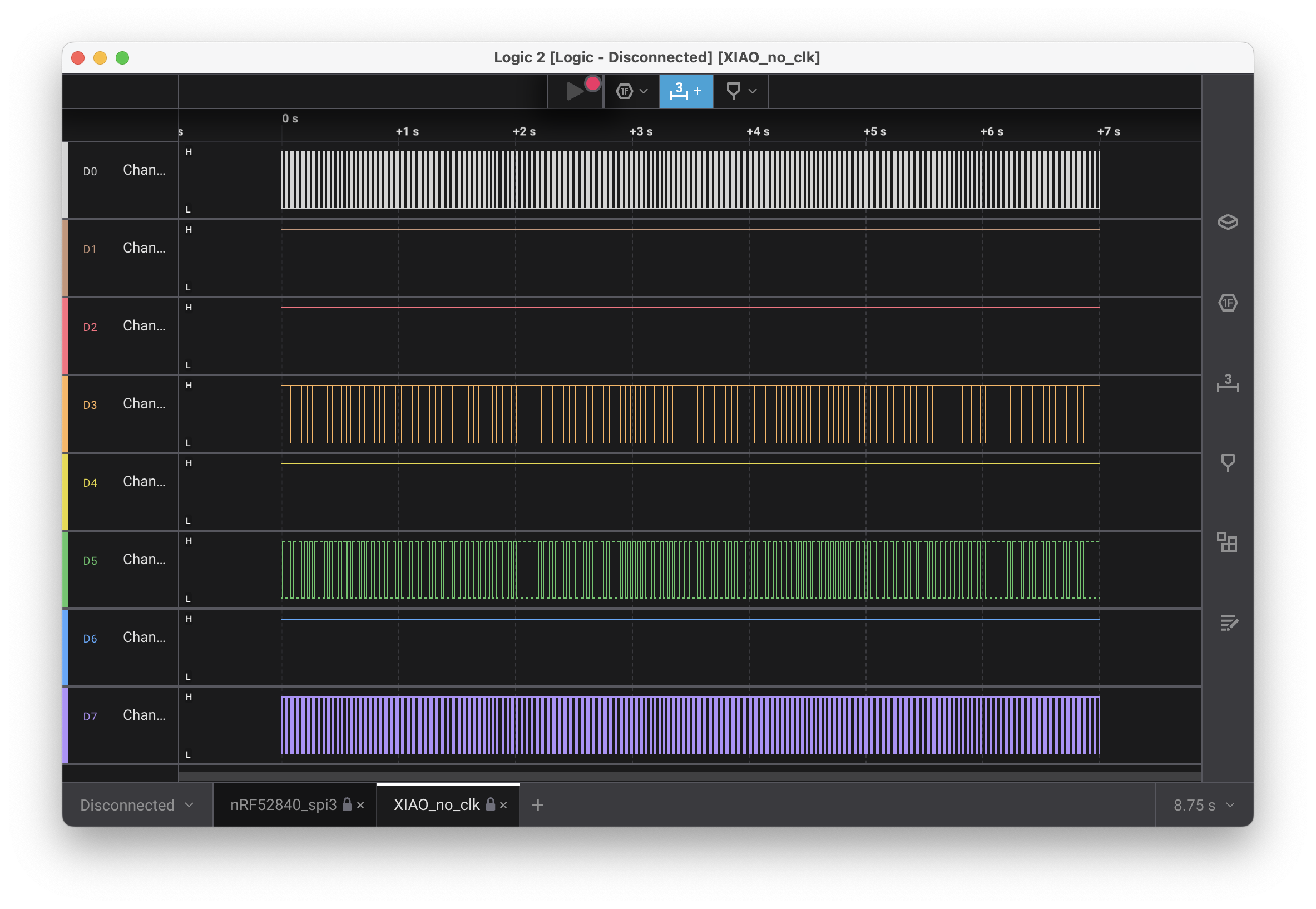 Capture of the working display on a Seeed Studio XIAO nRF52840.